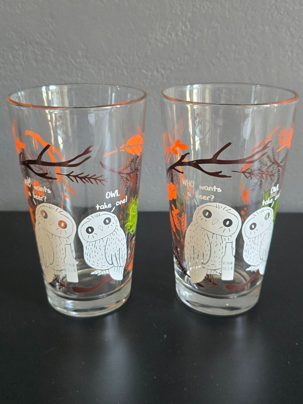 Rahr & Sons Brewing Fort Worth TX Owl Pint Glasses Set of 2 Craft Beer
